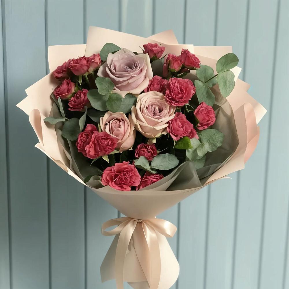Букет цветов из: Гвоздики и Розы в Белой Калитве