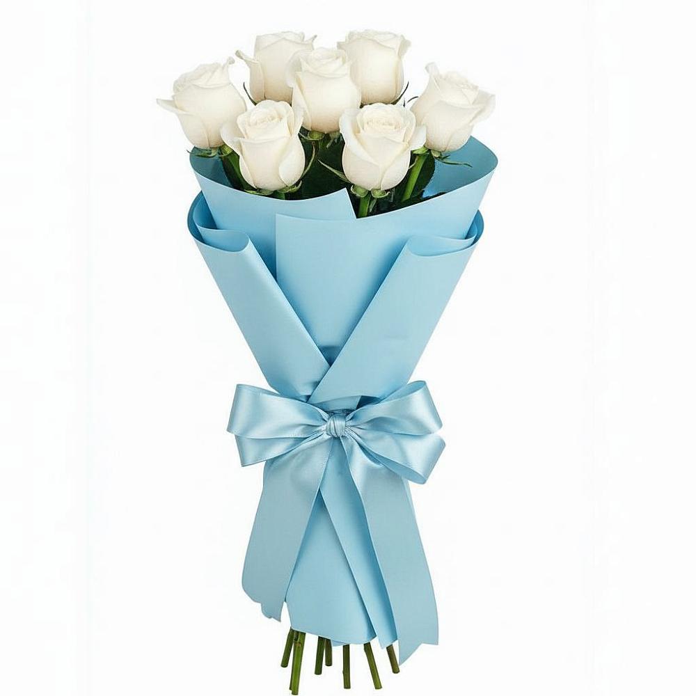 Букет 7 белых роз Проуд в Белой Калитве
