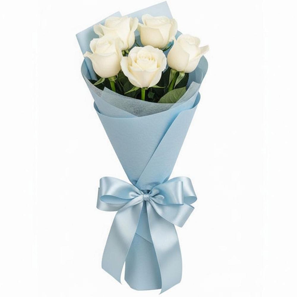 Букет 5 Белых роз Проуд в Белой Калитве