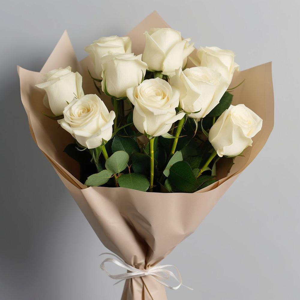 Букет 9 Белых роз Эдлесс Лав в Белой Калитве
