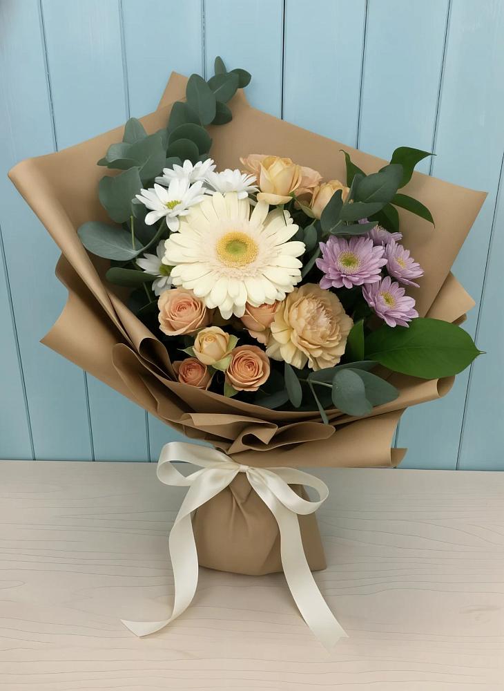 Букет цветов из: Герберы и Хризантемы в Белой Калитве