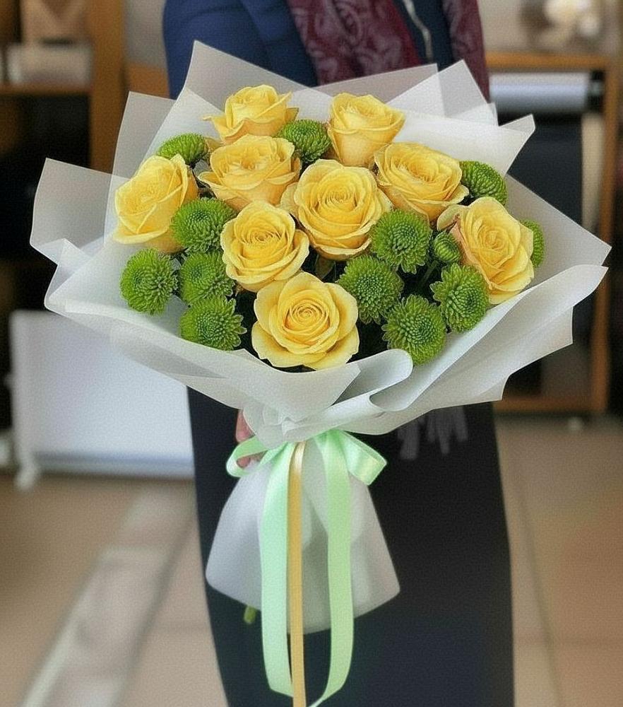 Букет цветов из: Хризантемы и Розы в Белой Калитве