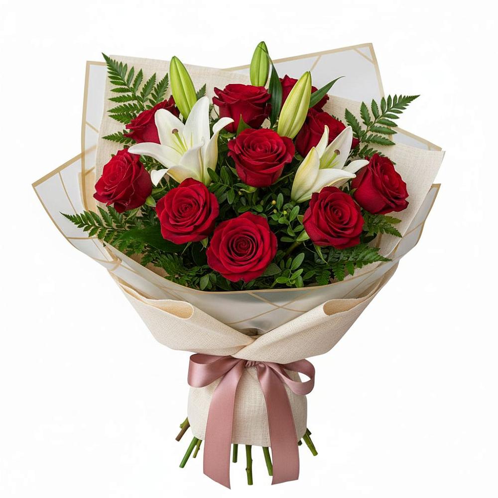 Букет цветов из: Лилии и Розы в Белой Калитве