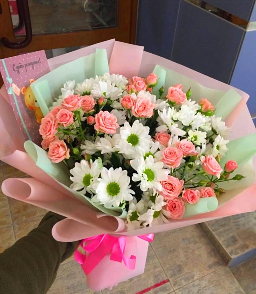 Букет цветов из: Розы и Хризантемы в Белой Калитве