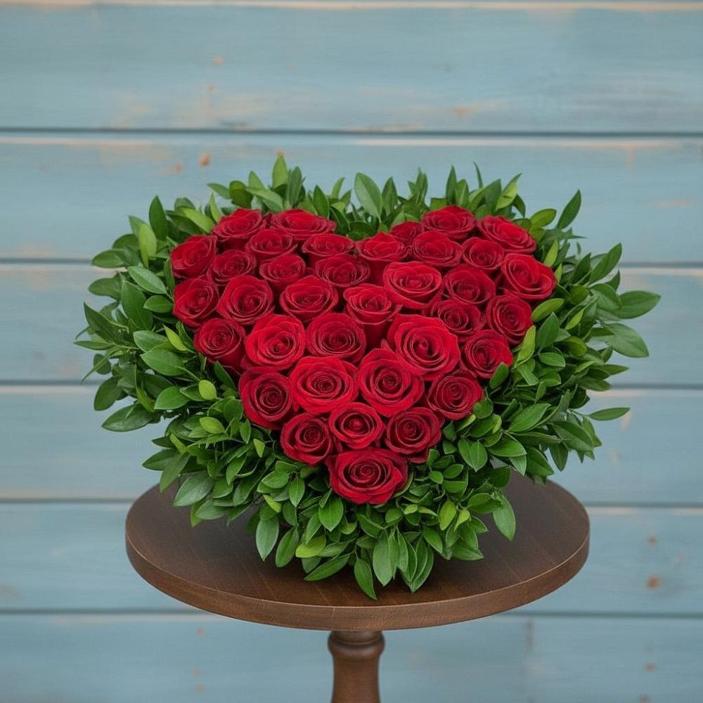 Цветочная композиция из Розы в виде сердца в Белой Калитве