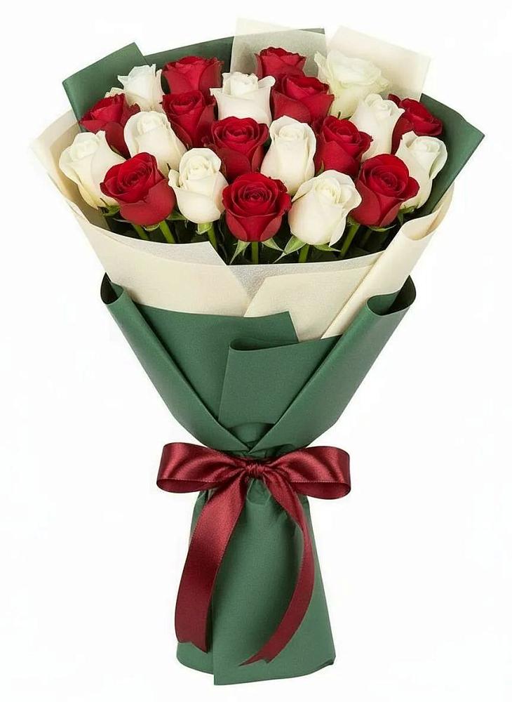 Букет Микс из красных и белых роз в Белой Калитве