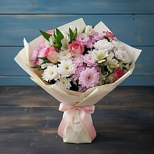 Букет цветов из:  Хризантемы, Альстромерии и Розы в Белой Калитве