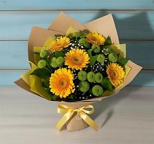 Букет цветов из:  Герберы и Хризантемы в Белой Калитве
