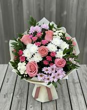 Букет цветов из:  Альстромерии, Гвоздики, Розы и Хризантемы в Белой Калитве