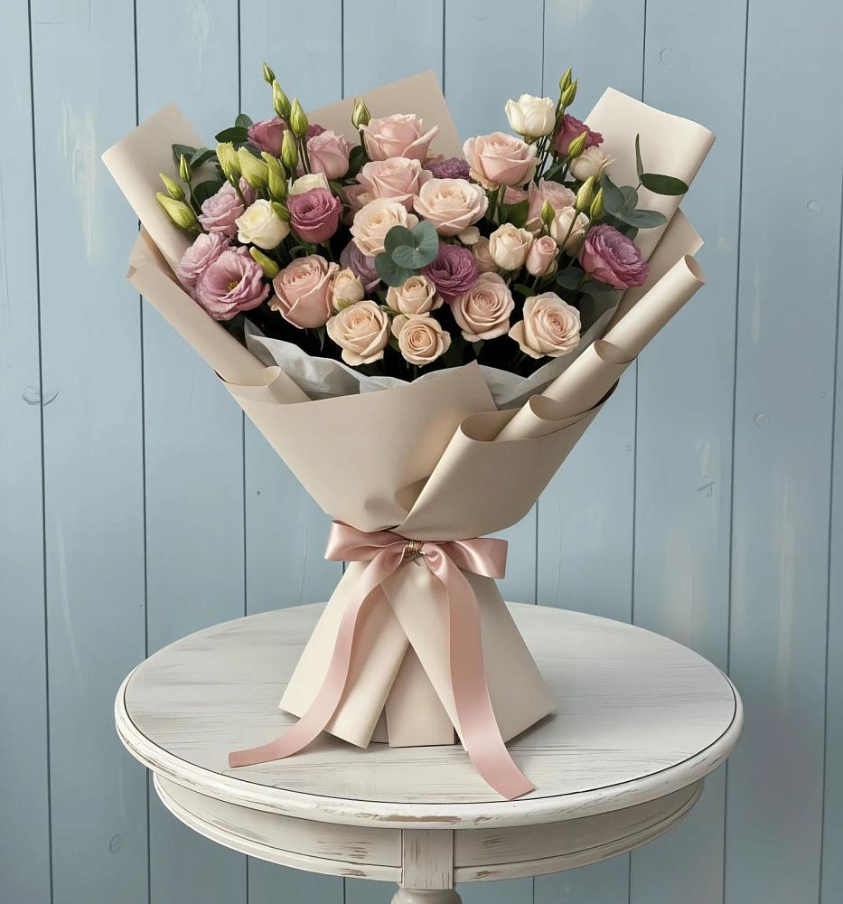 Букет цветов из: Розы и Лизиантусы в Белой Калитве