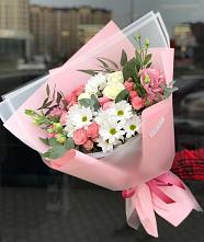 Букет цветов из:  Розы, Лизиантусы и Хризантемы в Белой Калитве