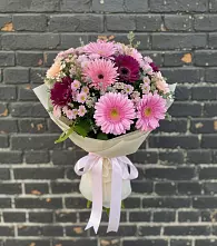 Букет цветов из:  Герберы и Хризантемы #REPLACE_PRED# Белой Калитве
