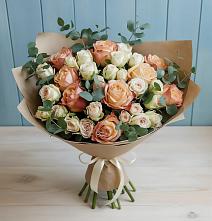 Букет цветов из:  Альстромерии и Розы #REPLACE_PRED# Белой Калитве