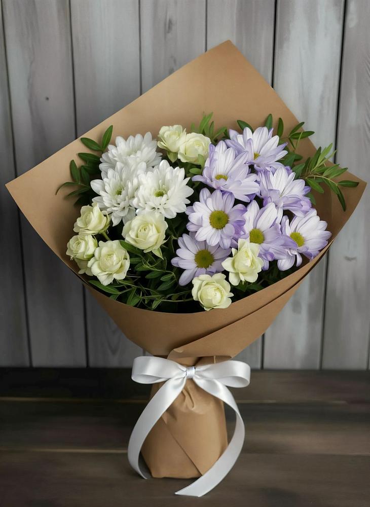 Букет цветов из: Хризантемы и Розы в Белой Калитве
